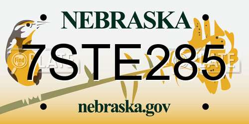 7STE285 Nebraska License Plate
