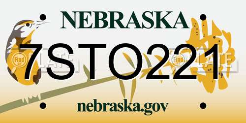 7STO221 Nebraska License Plate