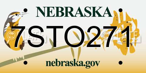 7STO271 Nebraska License Plate