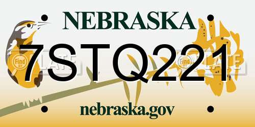 7STQ221 Nebraska License Plate