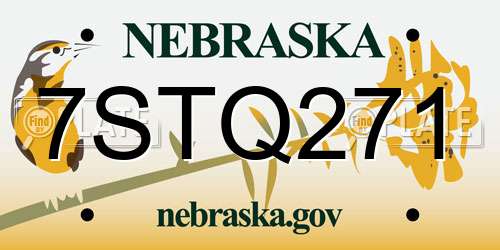7STQ271 Nebraska License Plate