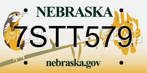 7STT579 Nebraska License Plate