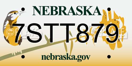 7STT879 Nebraska License Plate