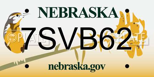 7SVB62 Nebraska License Plate