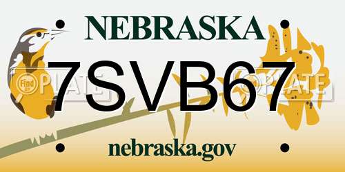 7SVB67 Nebraska License Plate
