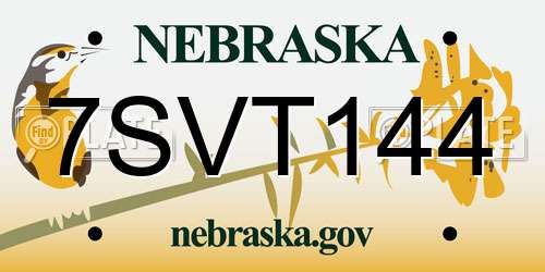 7SVT144 Nebraska License Plate
