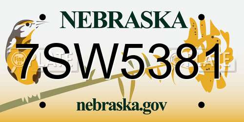 7SW5381 Nebraska License Plate