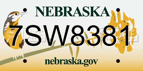 7SW8381 Nebraska License Plate