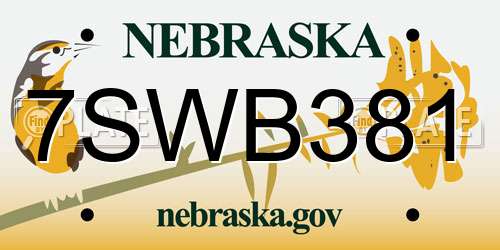 7SWB381 Nebraska License Plate