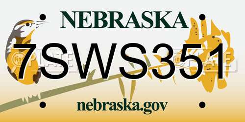 7SWS351 Nebraska License Plate