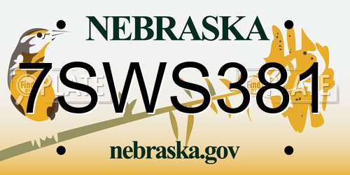 7SWS381 Nebraska License Plate