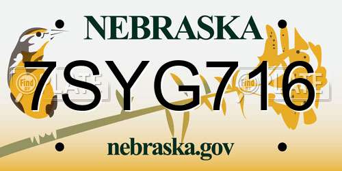 7SYG716 Nebraska License Plate