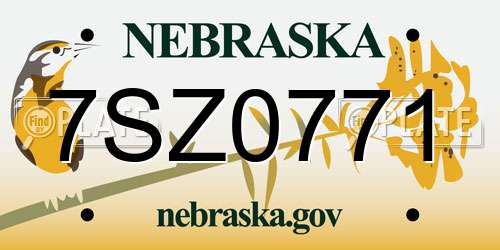 7SZ0771 Nebraska License Plate
