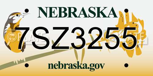 7SZ3255 Nebraska License Plate