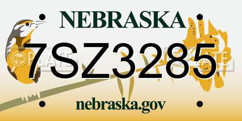 7SZ3285 Nebraska License Plate
