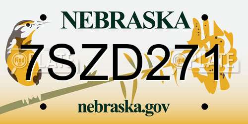 7SZD271 Nebraska License Plate