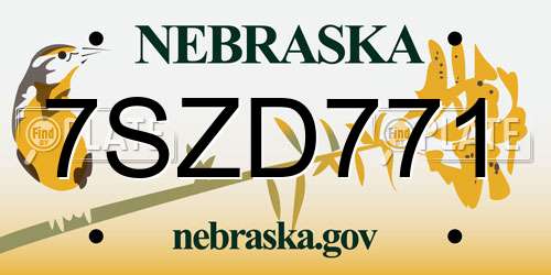 7SZD771 Nebraska License Plate