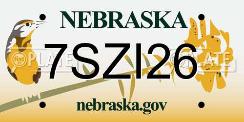 7SZI26 Nebraska License Plate