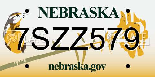 7SZZ579 Nebraska License Plate