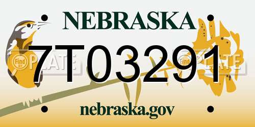 7T03291 Nebraska License Plate