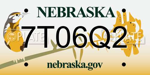 7T06Q2 Nebraska License Plate