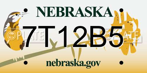7T12B5 Nebraska License Plate