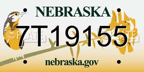 7T19155 Nebraska License Plate