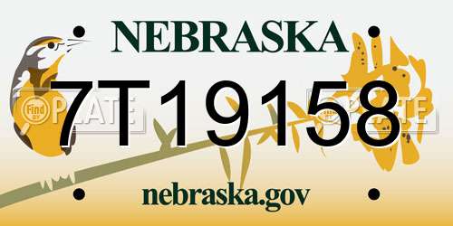 7T19158 Nebraska License Plate