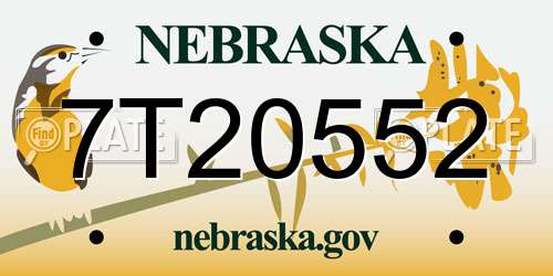 7T20552 Nebraska License Plate