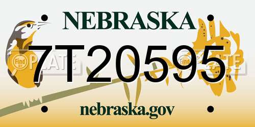7T20595 Nebraska License Plate