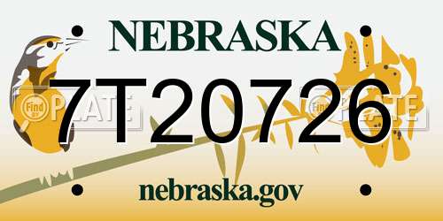 7T20726 Nebraska License Plate