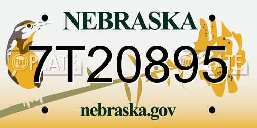 7T20895 Nebraska License Plate