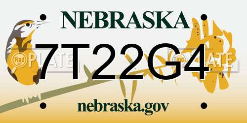 7T22G4 Nebraska License Plate