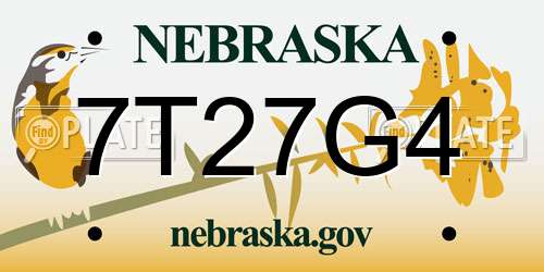 7T27G4 Nebraska License Plate