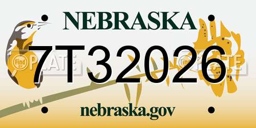 7T32026 Nebraska License Plate