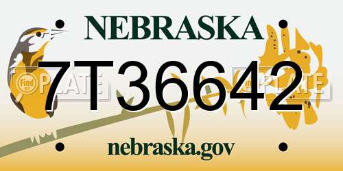 7T36642 Nebraska License Plate
