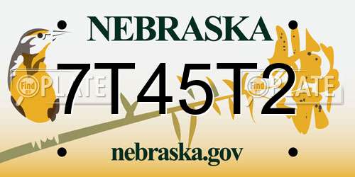 7T45T2 Nebraska License Plate