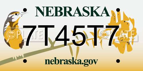 7T45T7 Nebraska License Plate