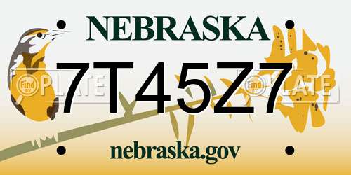 7T45Z7 Nebraska License Plate