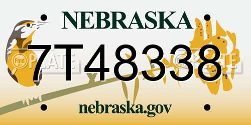 7T48338 Nebraska License Plate
