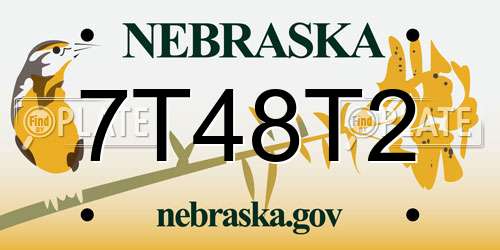 7T48T2 Nebraska License Plate