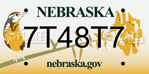 7T48T7 Nebraska License Plate