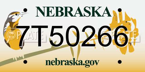 7T50266 Nebraska License Plate
