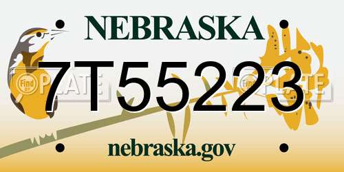 7T55223 Nebraska License Plate