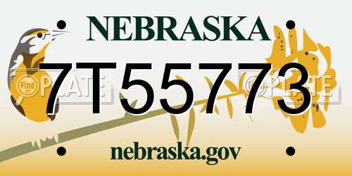 7T55773 Nebraska License Plate