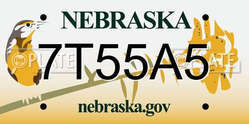 7T55A5 Nebraska License Plate