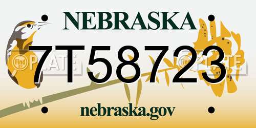 7T58723 Nebraska License Plate