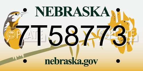 7T58773 Nebraska License Plate