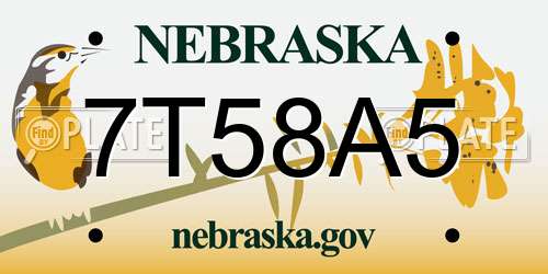 7T58A5 Nebraska License Plate