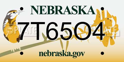 7T65O4 Nebraska License Plate